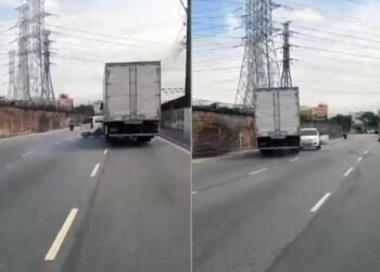 Vídeo mostra caminhão arrastando carro em briga de trânsito no Rio de Janeiro