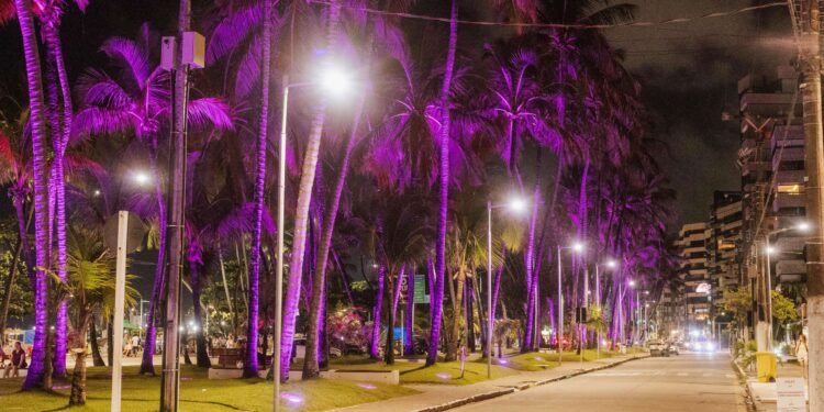 Maceió iluminada em tons de lilás em campanha contra violência doméstica
