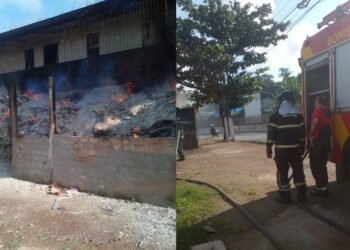 Grande incêndio destrói materiais recicláveis em Maceió