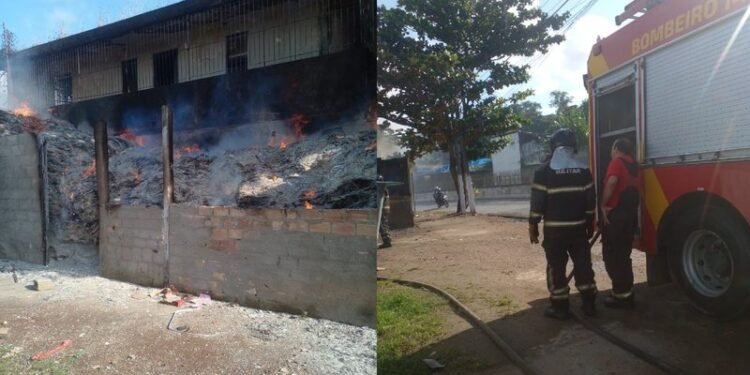 Grande incêndio destrói materiais recicláveis em Maceió